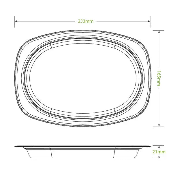 23x16cm/ 9.2x6.5" Rectangular Oval Plant Fibre Plate - Cafe Supply