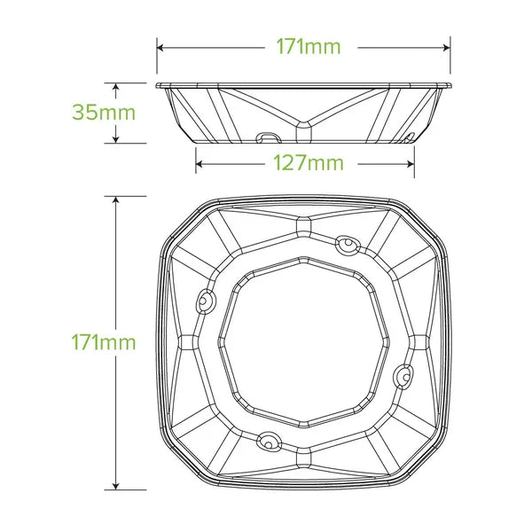 500ml Natural Plant Fibre Octa Takeaway Base - Cafe Supply