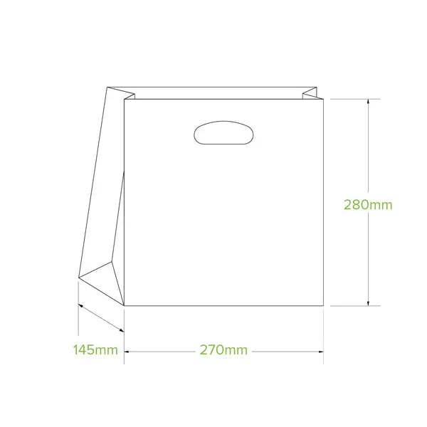 270x145x280mm Small Die Cut Handle Kraft Paper Bags - Cafe Supply