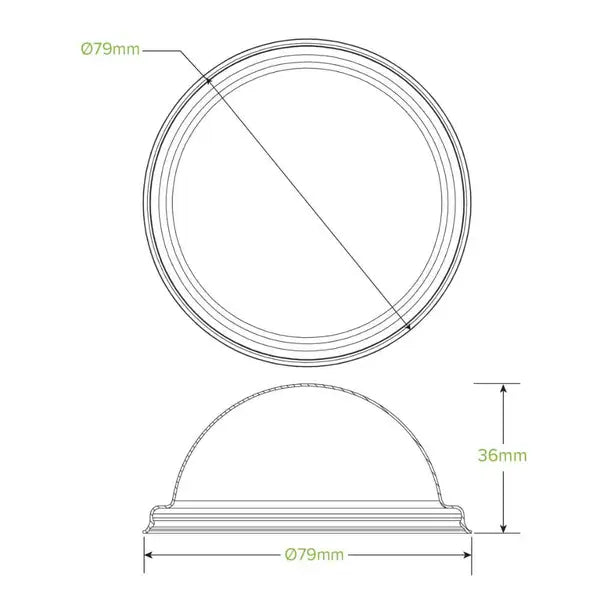 120ml / 4oz Plant Fibre Dome Ice Cream BioCup Lid - Cafe Supply