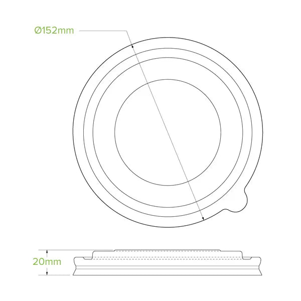 500-1,000ml PLA Kraft BioBowl lid - Cafe Supply