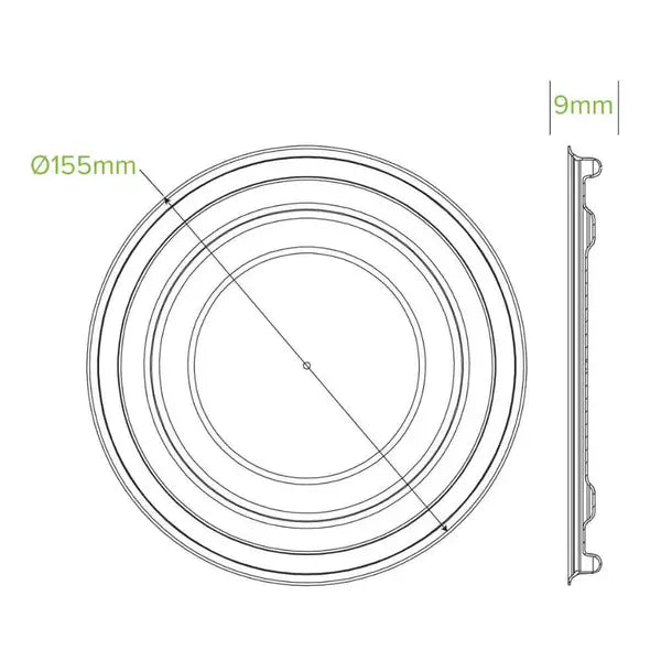 500-1,000ml White Plant Fibre BioBowl Lid - Cafe Supply