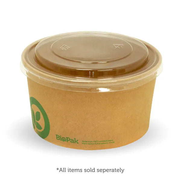 500-1,000ml RPET Kraft BioBowl Lid - Cafe Supply