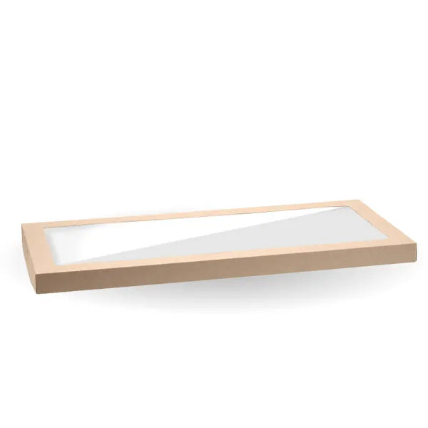 Large BioBoard Catering Tray PLA Window Lid - Cafe Supply