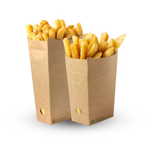 Unlined Small Enclosed BioBoard Chip Box - Cafe Supply