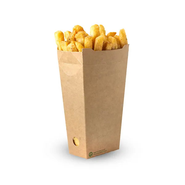 Unlined Large Enclosed BioBoard Chip Box - Cafe Supply
