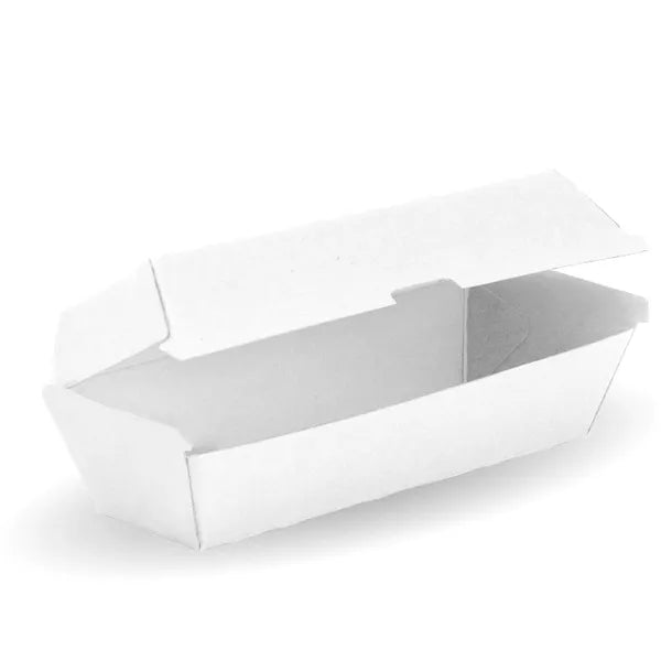 Hot Dog BioBoard White Box - Cafe Supply