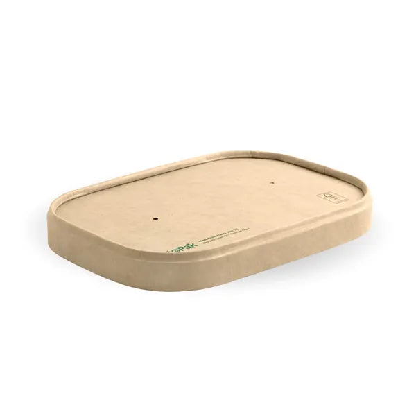 500-1,000ml Kraft Paper BioBoard Takeaway Lid - Cafe Supply