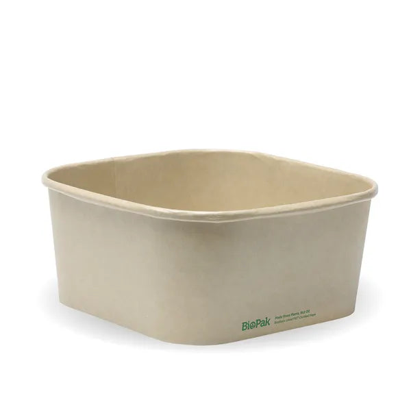 1,400ml Kraft BioBoard Square Takeaway Base - Cafe Supply