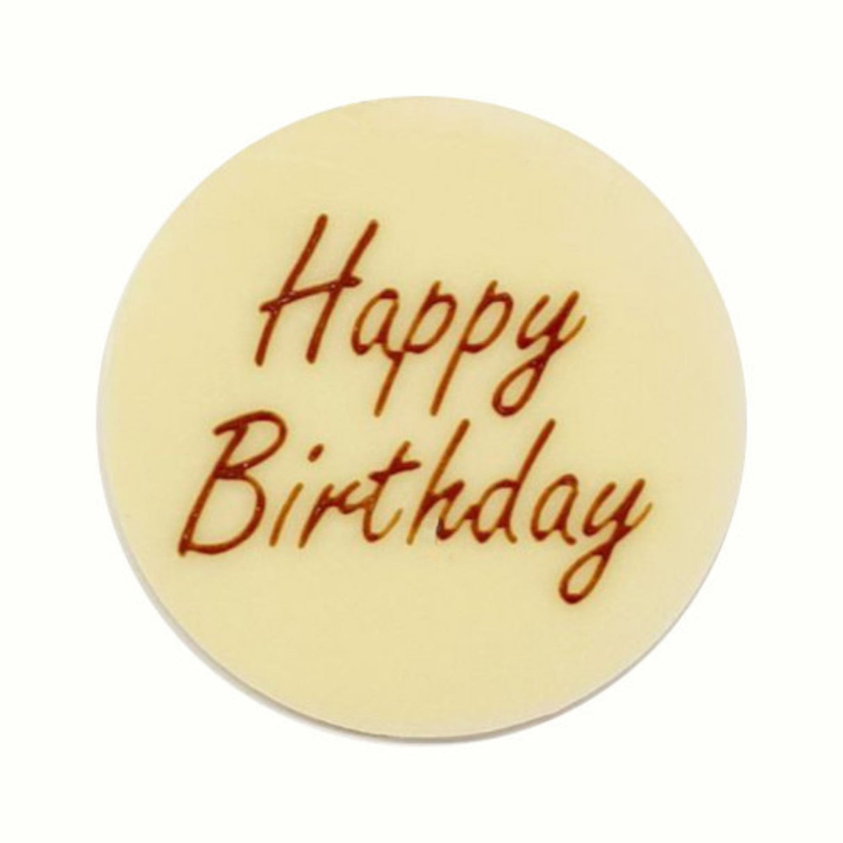 Chocolate White - "Happy Birthday" Round 75mm (50PK) - Cafe Supply