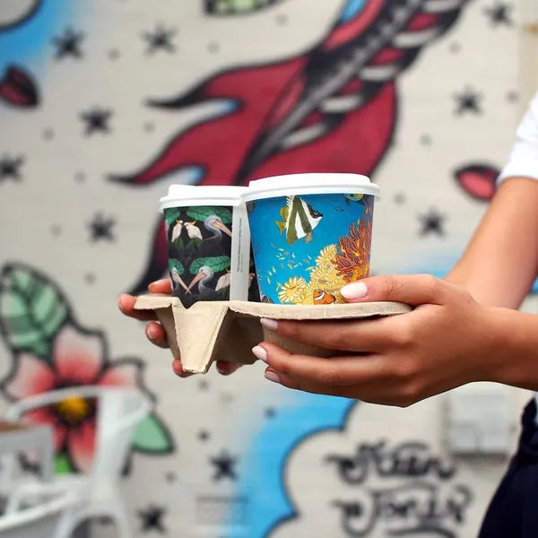 2-Cup Pulp BioCup Tray - Cafe Supply