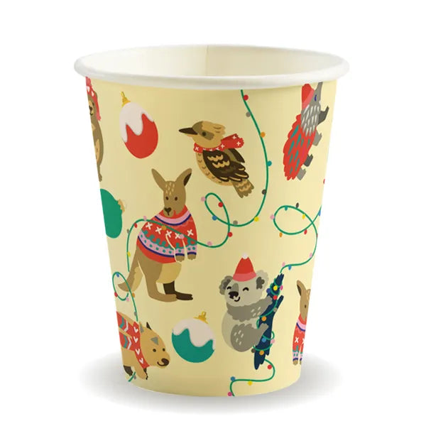 390ml / 12oz (90mm) Christmas Single Wall BioCup - Cafe Supply