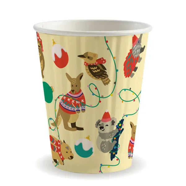 390ml / 12oz (90mm) Christmas Double Wall BioCup - Cafe Supply