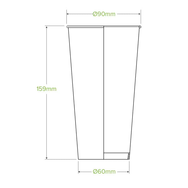 600ml / 20oz (90mm) Beer Cold Paper BioCup - Cafe Supply