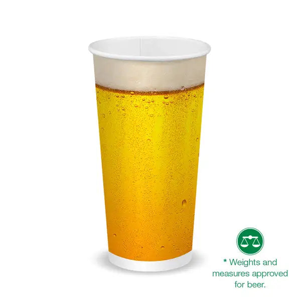 600ml / 20oz (90mm) Beer Cold Paper BioCup - Cafe Supply