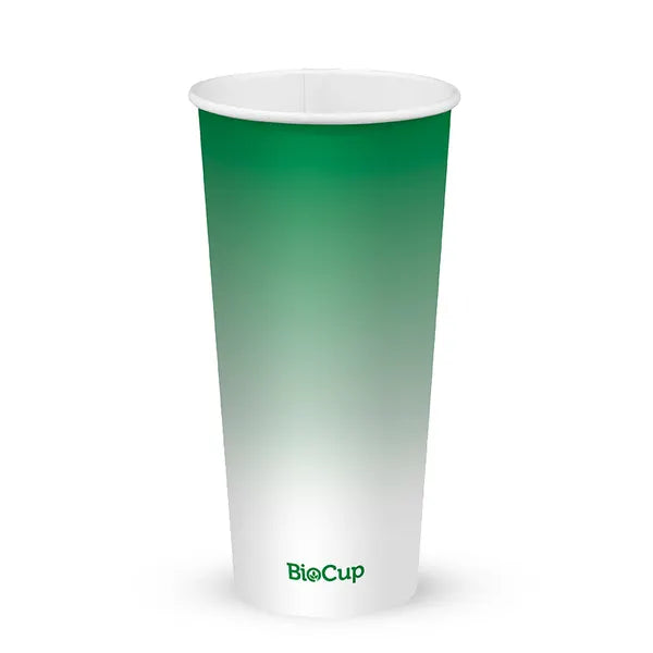 650ml / 22oz (90mm) Green Cold Paper BioCup - Cafe Supply