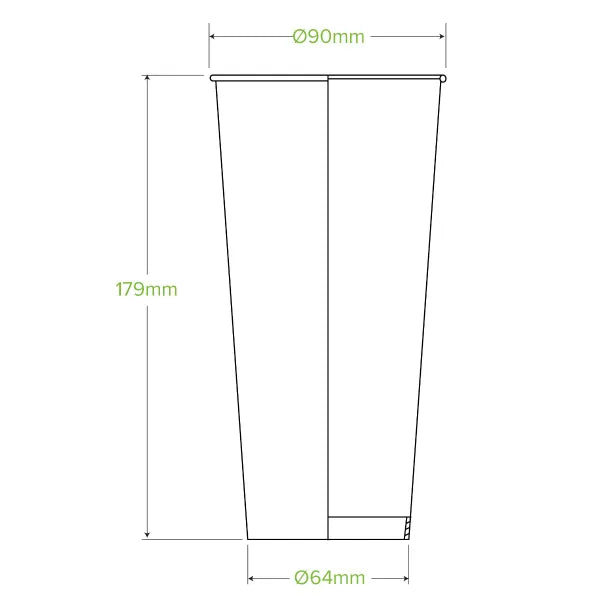 700ml / 24oz (90mm) Green Cold Paper BioCup - Cafe Supply