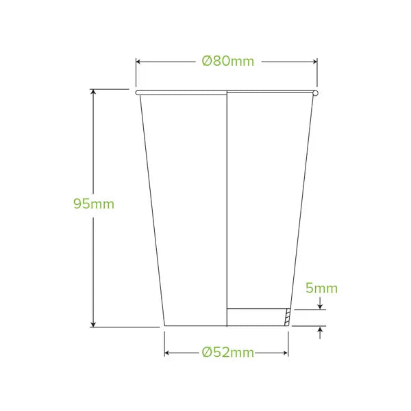 280ml / 8oz (80mm) Kraft Green Stripe Single Wall BioCup - Cafe Supply