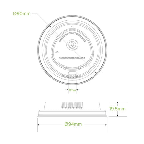 90mm Large Natural Plant Fibre BioCup Lid - Cafe Supply