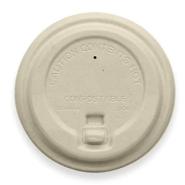 90mm Large Natural Reclosable Plant Fibre BioCup Lid - Cafe Supply