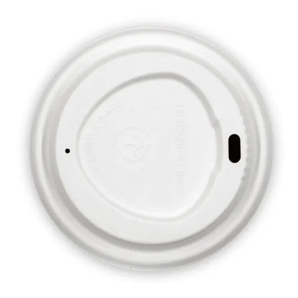 90mm Large White Plant Fibre BioCup Lid - Cafe Supply