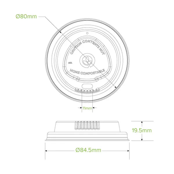 80mm Small White Plant Fibre BioCup Lid - Cafe Supply