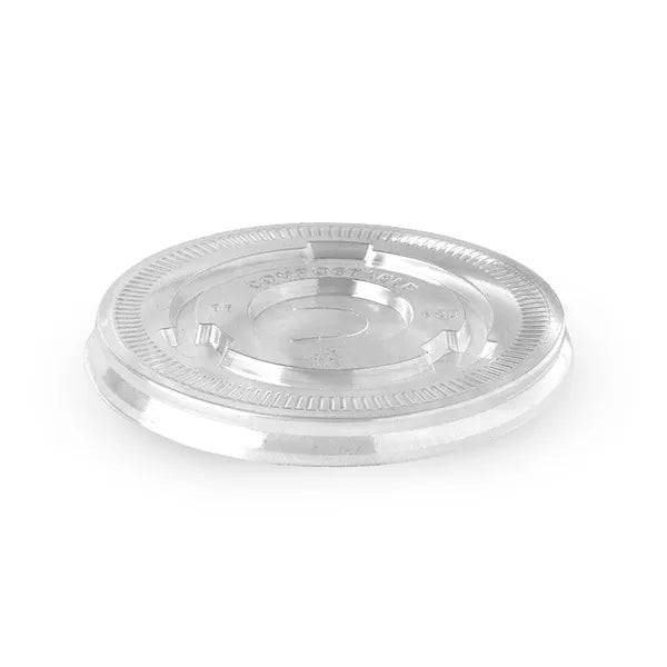 90mm PLA Clear Flat Cold Paper BioCup Lid - Cafe Supply