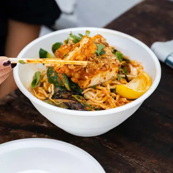 1,420ml / 48oz White Plant Fibre BioBowl - Cafe Supply