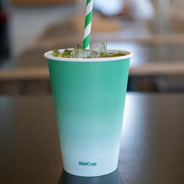 390ml / 12oz (90mm) Green Cold Paper BioCup - Cafe Supply