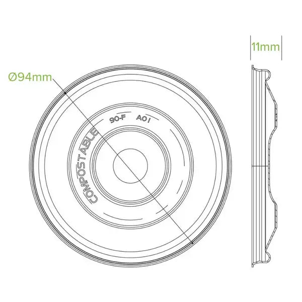 250ml / 8oz Plant Fibre Flat BioBowl Lid - Cafe Supply