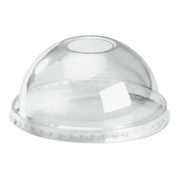 300-700ml Dome 22mm Hole Clear BioCup Lid - Cafe Supply
