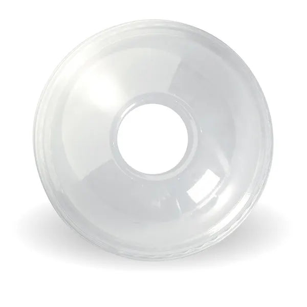 300-700ml Dome 22mm Hole Clear BioCup Lid - Cafe Supply