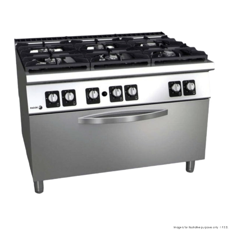 Fagor 900 Series Gas 6 Burner with Gas Oven β C-G961OPH - Cafe Supply