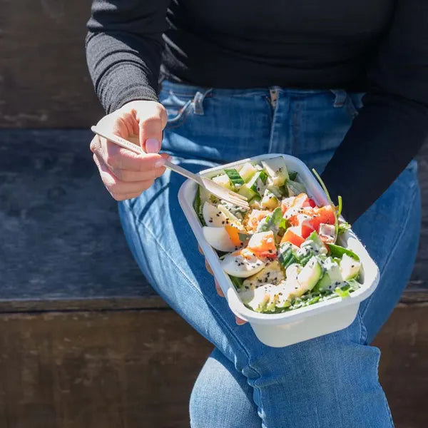 750ml White Plant Fibre Takeaway Base - Cafe Supply