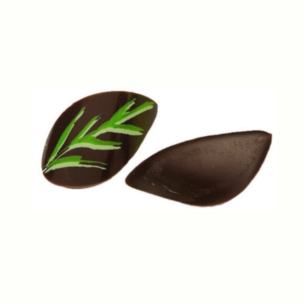 Choc Dec-Elliptical Green Leaf - 35x35mm (210) - Cafe Supply