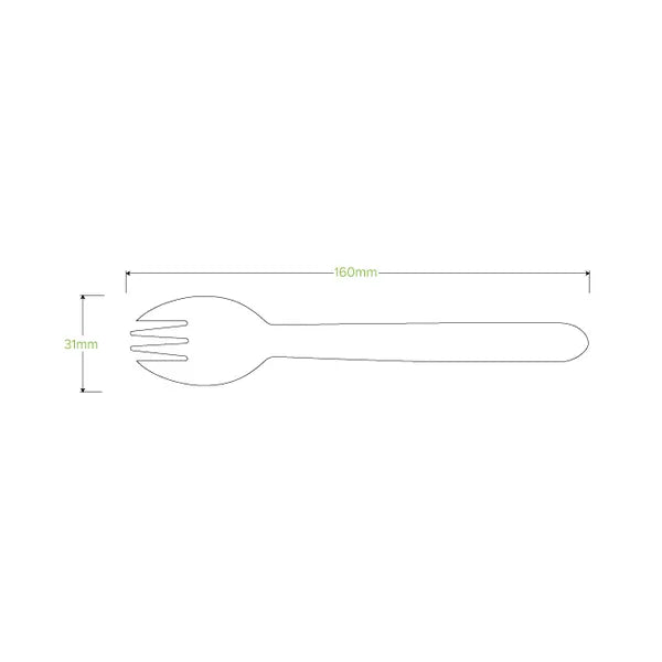 16cm Unbranded Wood Spork - Bulk Pack - Cafe Supply