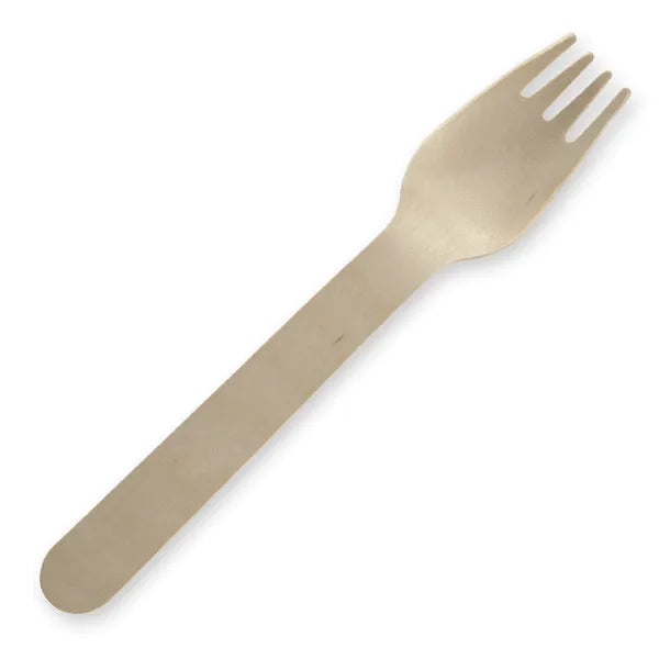 16cm Unbranded Wood Fork - Bulk Pack - Cafe Supply