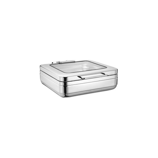 Chef Inox Induction Chafer Rectangular Stainless Steel 2/3 Size with Glass Lid - Cafe Supply