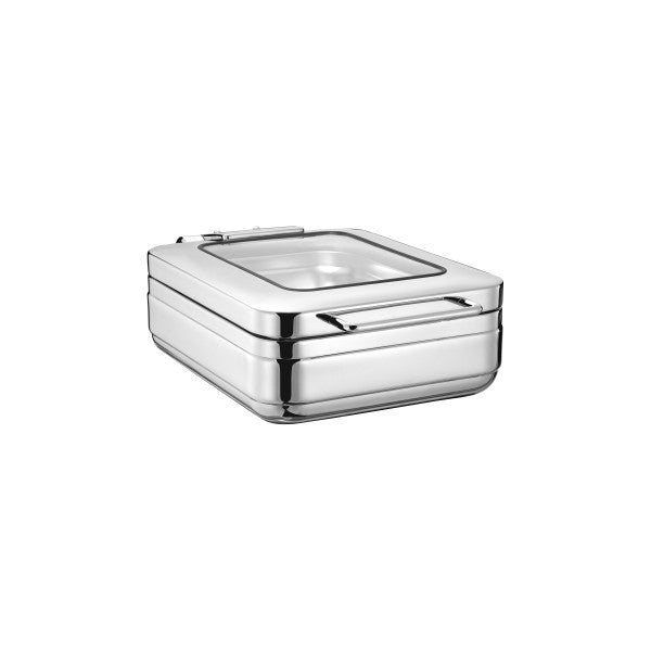 Chef Inox Induction Chafer Rectangular Stainless Steel 1/2 Size with Glass Lid - Cafe Supply