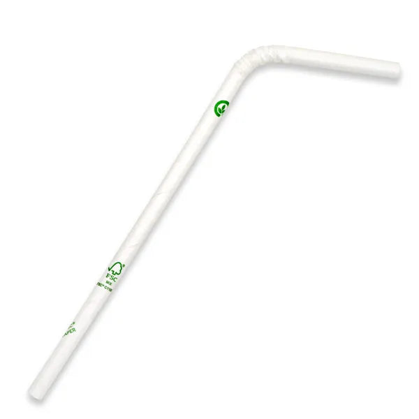 6mm Regular White Bendy BioStraw - Cafe Supply