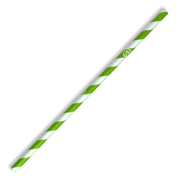 6mm Regular Green Stripe BioStraw - Cafe Supply