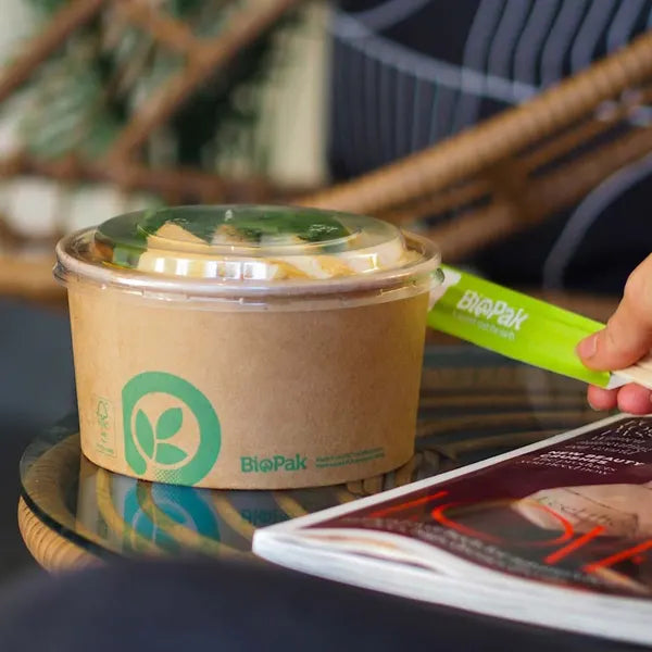500-1,000ml RPET Kraft BioBowl Lid - Cafe Supply