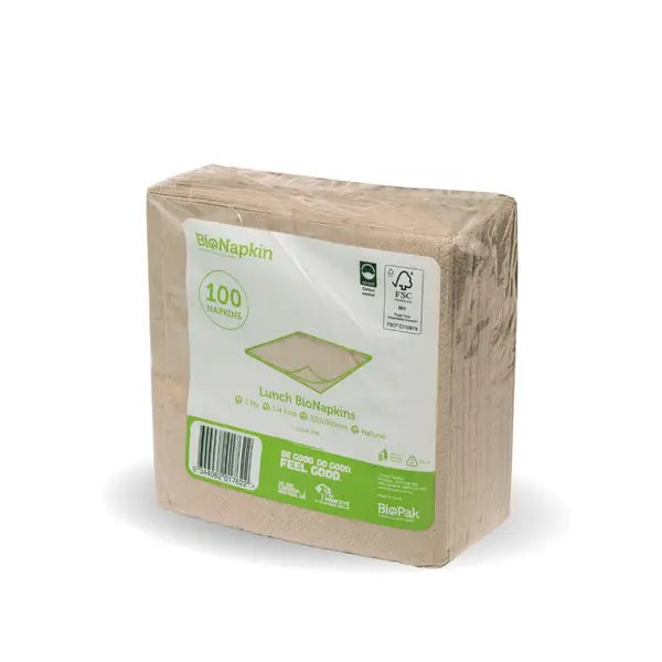 100 Pack - 1/4 Fold Natural Napkin - Cafe Supply