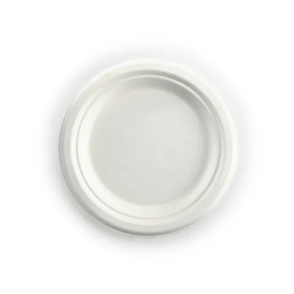 10 Pack - 18cm / 7" White BioPlates in Plastic Sleeves - Cafe Supply