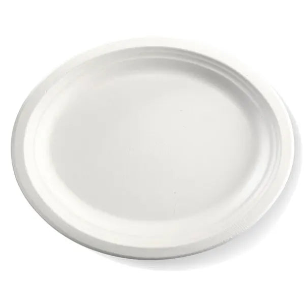 10 Pack - 31cm / 12" White BioPlates in Plastic Sleeves - Cafe Supply