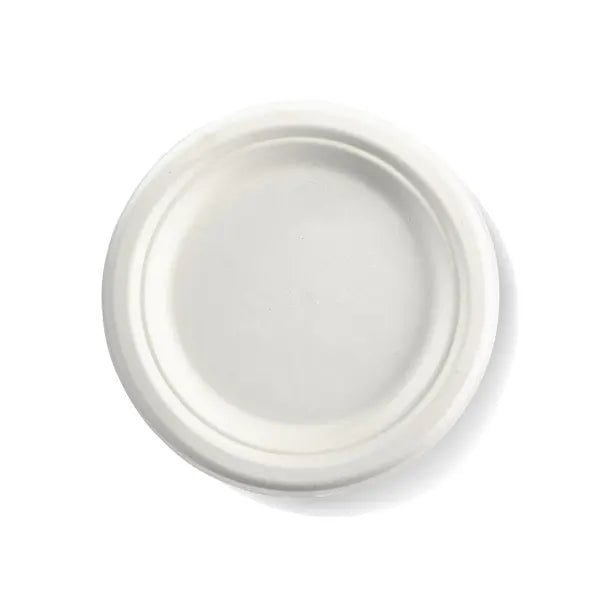 10 Pack - 18cm / 7" White BioPlates in Plastic Sleeves - Cafe Supply