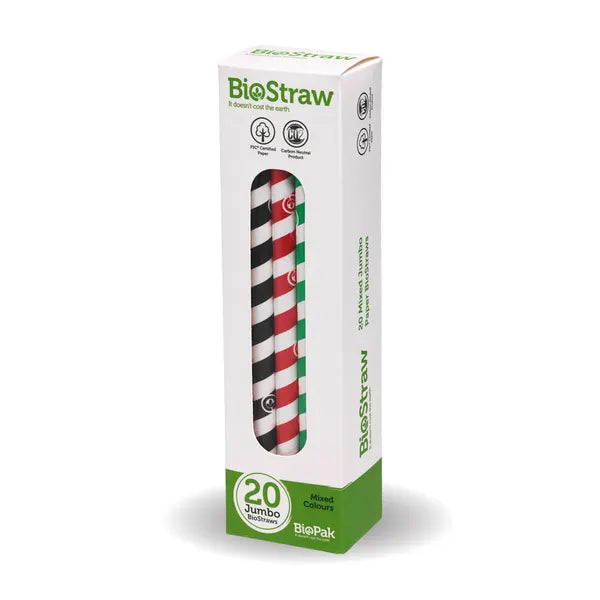 20 Pack – 10mm Mixed Jumbo Straws - Cafe Supply