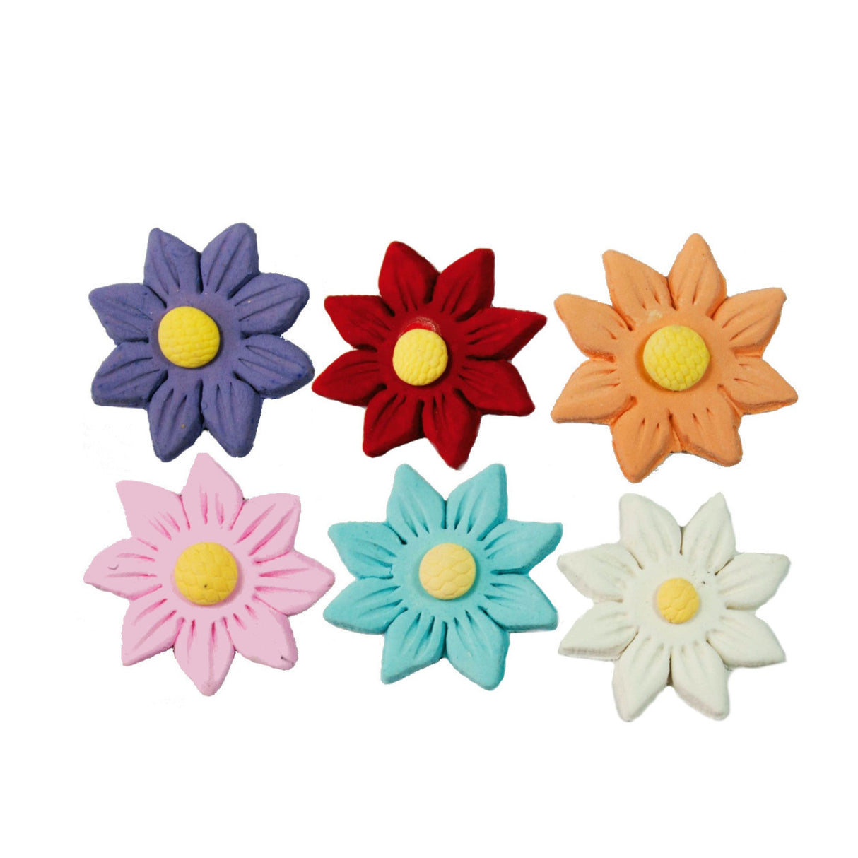 Icing Assorted Daisy,35mm(Red, Lavender, Pink, White) Box of 120 - Cafe Supply