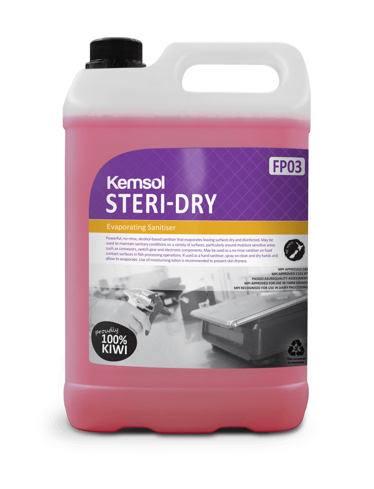 Kemsol Steri-Dry Sanitiser 5L - Cafe Supply
