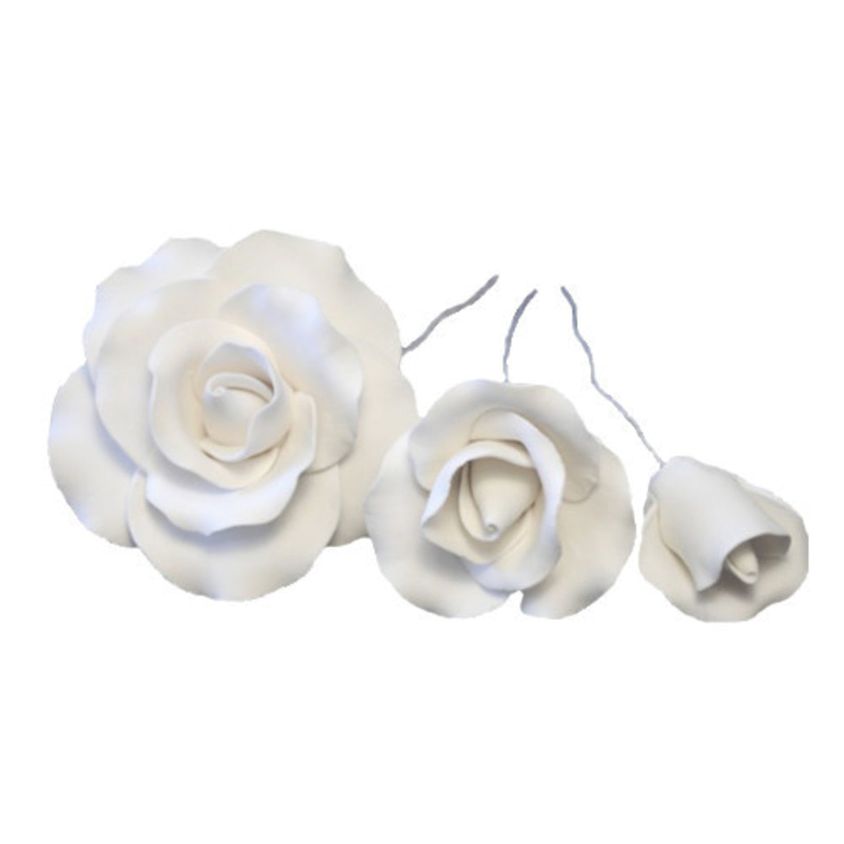 Icing Rose Mix White, 35mm, 55mm, 85mm flowers (Box 15) - Cafe Supply